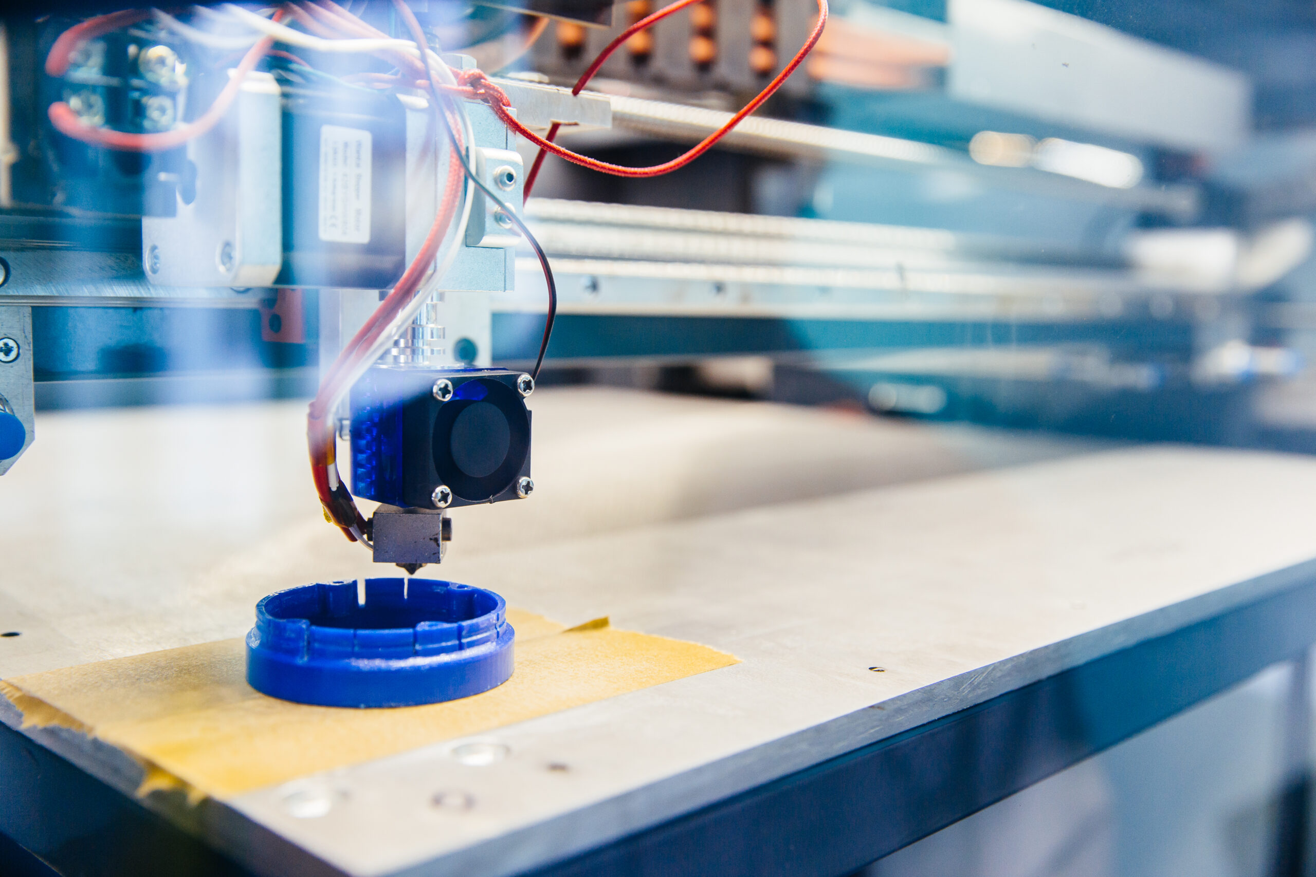 Blue plastic detail in 3d printer